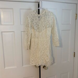 Reformation Cream Lace Mini Dress